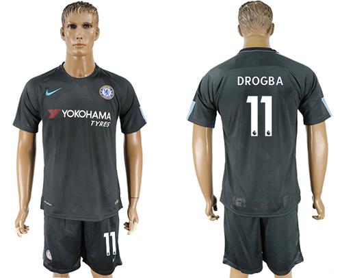Chelsea #11 Drogba Black Soccer Club Jersey